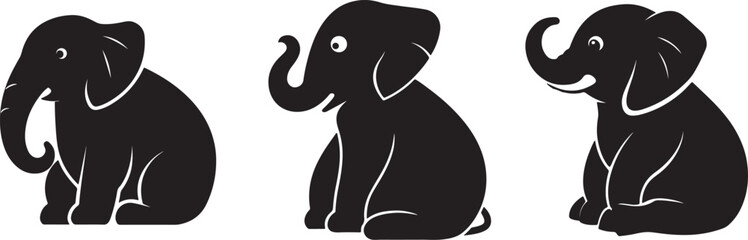 Obraz premium black silhouettes of Cute Elephant