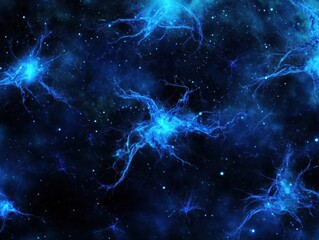 Fototapeta premium Ethereal Galactic Nebula Bursting with Luminous Blue Energy and Cosmic Sparkle of the Deep Space Cosmos
