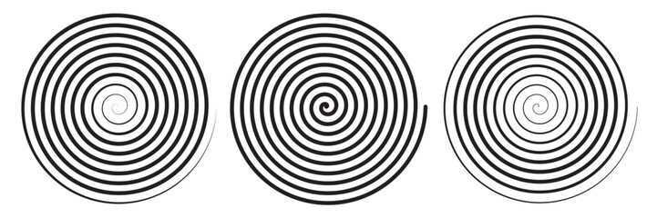 vector abstract Archimedean spiral set. Clip art isolated on transparent background.
