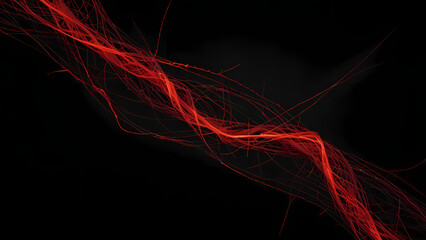 Surreal Red Line Art Against Black Texture