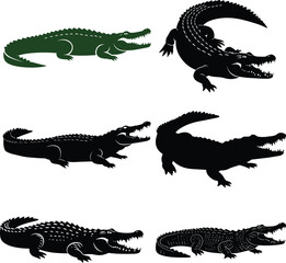 Vector Illustrations of Crocodiles in Various Styles and Poses