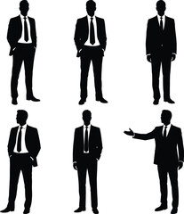 Silhouettes of Professional Men in Suits and Business Poses