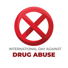 Fototapeta premium International Day Against Drug Abuse Vector Graphic with No Cannabis Symbol