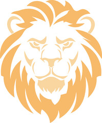 Vector illustration of a lion head in golden tones with sharp, modern shapes, perfect for logos, tattoos, or strong graphic designs.