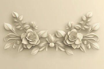 Ornate floral bas-relief design on a light background.