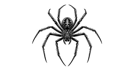 Black vector spider with symmetrical legs and fine detail