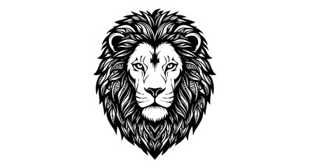 Obraz premium Black vector lion head with intricate mane design