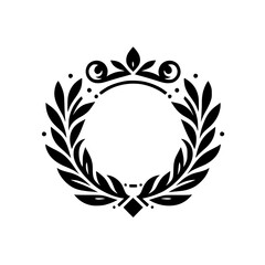 Fototapeta premium Elegant Black Leaf Wreath Emblem - Classic Vector Frame or Logo Design