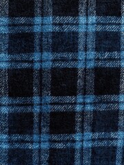 Intricate blue and black plaid fabric texture with a soft woolen feel capturing a classic pattern for textile design and fashion projects with a cozy and warm aesthetic
