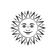 Smiling Sun Face with Rays Vector Illustration 2