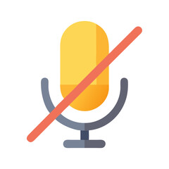 Muted Microphone Icon – Flat Vector for Audio Off, Silence, or Voice Mute UI