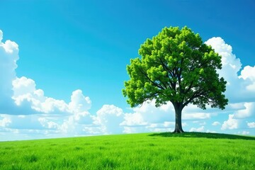 single tree against a clear blue sky with clouds, tree, vast, sky