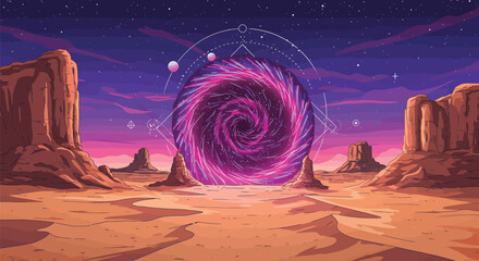 Cosmic Portal in Desert Landscape © Tharindu