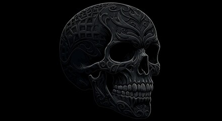 human skull isolated on black