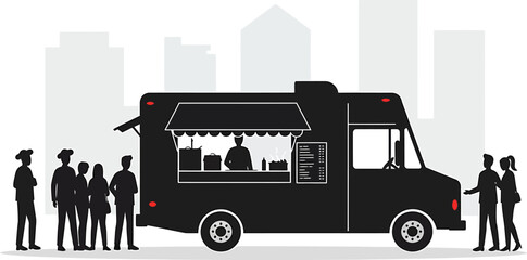 Food Truck Silhouette: Urban Culinary Scene