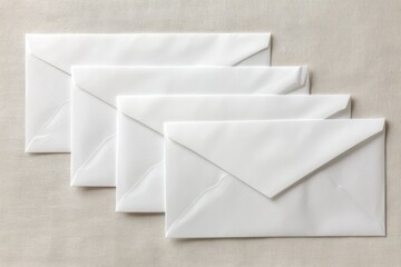 Clean and crisp stack of white business sized envelopes for sending communications