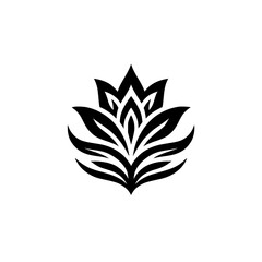 Elegant Stylized Black and White Lotus Flower Graphic Design