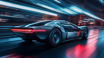 Retro cyber car image in motion