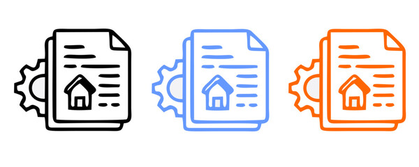 Asset Management icon set with decision making, company, document, client, investor, investment, bank account, wallet, property, digital asset icon. Simple handdrawn vector