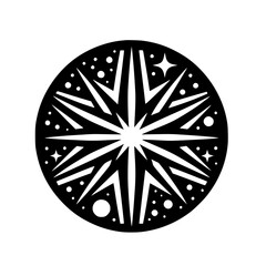 Abstract Geometric Starburst Silhouette Vector Art with Cosmic Elements