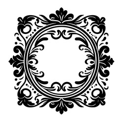 Elegant Black Ornate Circular Frame - Classic Decorative Border Design with Flourishes