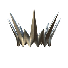 3D rendered fantasy crown with spikes isolated on transparent background
