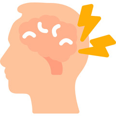 Brain with Stress Symbol Flat Icon