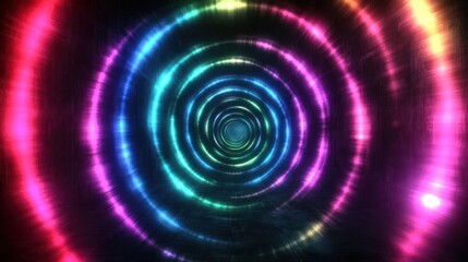 A vibrant, swirling tunnel of colorful light, evoking a sense of movement and depth.