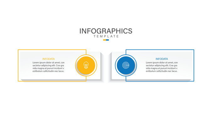 Business infographic template. 2 Step timeline journey. Process diagram, 2 options on white background, Infograph elements vector illustration.