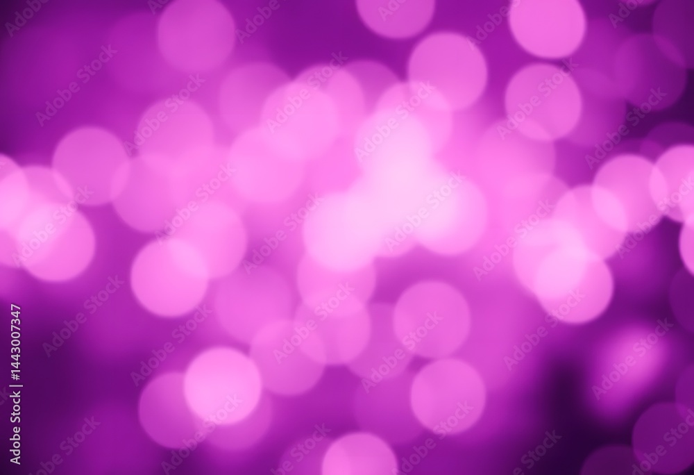 Poster Dreamy Bokeh Lights Abstract, A Soft Purple Haze. Gentle Circles Of Light Create A Tranquil Background. Perfect For Adding Magic To Designs. Beautiful Blur.
