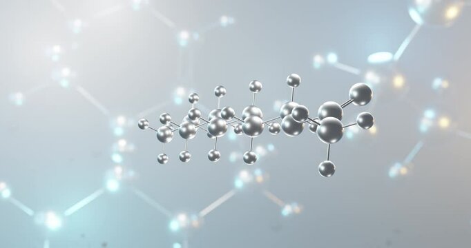 Octyl acetate rotating 3d molecule, molecular structure of ester seamless video