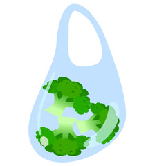 Broccoli in Reusable Bag - Fresh Produce Illustration