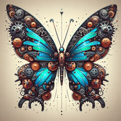 Illustrations of "Mechanical Butterflies with Gears and Holographic Wings"