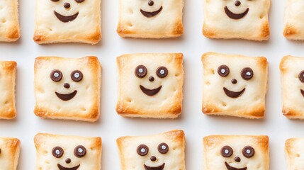 Happy Face Cookies on White Background