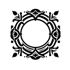 Black & White Tribal Ornate Circular Frame Design Element