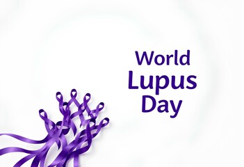 Lupus day Purple ribbons support fight - concept lupus day