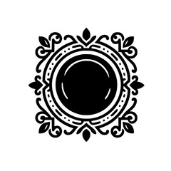 Elegant Black and White Ornate Circle Frame Vector Illustration