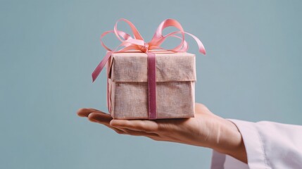 Celebrating International Nurses Day: A hand holding a gift , honoring healthcare heroes