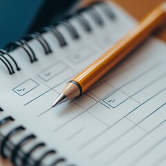 Yellow Pencil on Spiral Notebook Planning To Do List wood task work goal paper study macro clean    