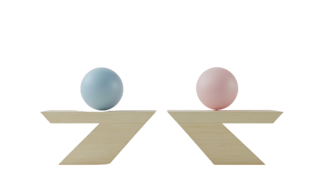 Balancing spheres representing harmony and equality with isolated transparent background