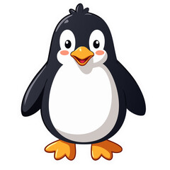Obraz premium Penguin cartoon with blank sign