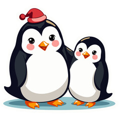 Fototapeta premium two penguins on a white background