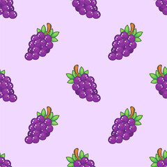 Purple grape seamless pattern Fruit background.