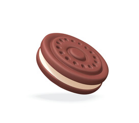 Chocolate Sandwich Cookie vector 3d icon.