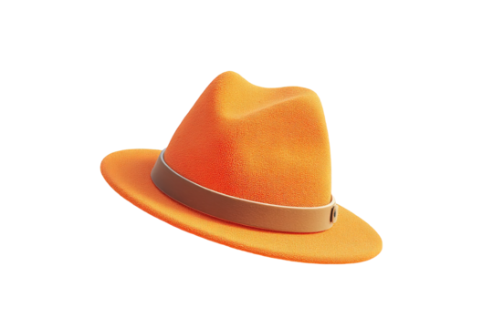 Stylish orange fedora on transparent background