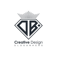 Luxury Initial Letter Monogram in Pentagon Diamond Shape with Royal Crown for Premium Branding & High-End Logo Design
