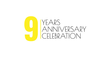 A minimalist graphic announces a 9-year anniversary celebration on a clean white background.