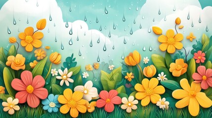 Obraz premium Rainy Day Garden