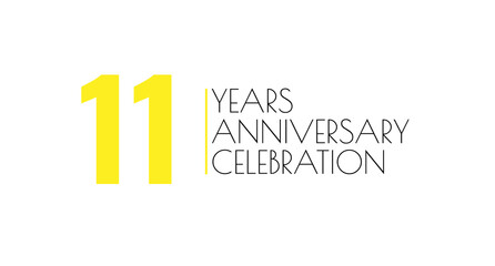 Celebrating 11 Years of Success! A minimalist design marking a milestone anniversary with bright yellow numerals and clean typography.