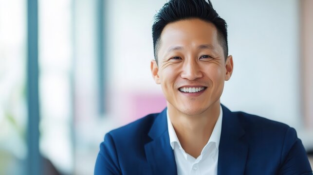 Attractive Asian entrepreneur networking through virtual events